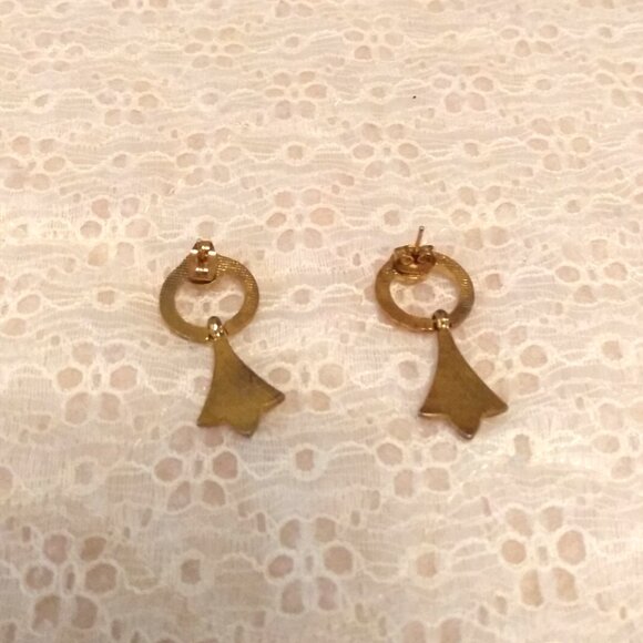 Vintage Clear Crystal Gold Tone Dangle Drop Earrings Timeless VTG Jewelry - Picture 8 of 8